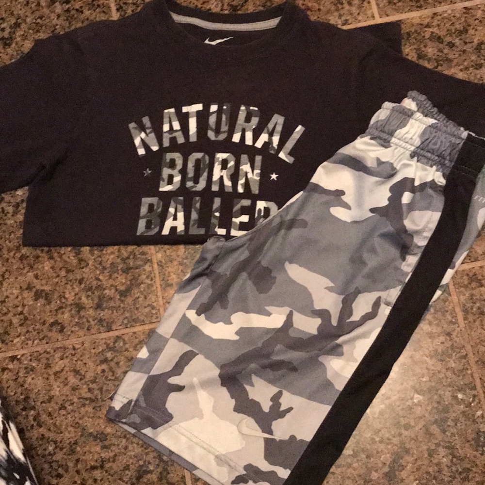 Nike shorts and free shirt. $15